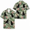 Personalized Black Cat Summer Beach Aloha Hawaiian Shirt For Men And Women, Short Sleeve Cute Pet Tropical Island Vacation, Custom Name Button Down - Style 10