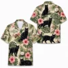 Personalized Black Cat Summer Beach Aloha Hawaiian Shirt For Men And Women, Short Sleeve Cute Pet Tropical Island Vacation, Custom Name Button Down - Style 7
