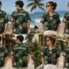 Personalized Black Cat Tropical Hawaiian Shirt For Men And Women, Short Sleeve Cute Pet Floral Island Vacation Print, Custom Name Summer Button Down - View 1
