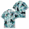 Personalized Black Cat Tropical Jungle Hawaiian Shirt For Men And Women, Short Sleeve Cute Pet Botanical Nature, Custom Name Summer Button Down - Style 1