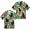 Personalized Black Cat Tropical Jungle Hawaiian Shirt For Men And Women, Short Sleeve Cute Pet Botanical Nature, Custom Name Summer Button Down - Style 10