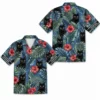 Personalized Black Cat Tropical Jungle Hawaiian Shirt For Men And Women, Short Sleeve Cute Pet Botanical Nature, Custom Name Summer Button Down - Style 16