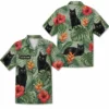 Personalized Black Cat Tropical Jungle Hawaiian Shirt For Men And Women, Short Sleeve Cute Pet Botanical Nature, Custom Name Summer Button Down - Style 17
