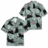Personalized Black Cat Tropical Jungle Hawaiian Shirt For Men And Women, Short Sleeve Cute Pet Botanical Nature, Custom Name Summer Button Down - Style 7
