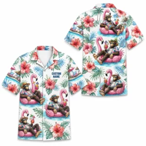 Personalized Chimp Monkey Summer Beach Aloha Hawaiian Shirt For Men And Women, Short Sleeve Funny Tropical Vacation, Custom Name Button Down - Style 1
