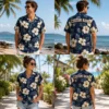 Personalized Classic White Hibiscus Hawaiian Shirt For Men And Women, Short Sleeve Vintage Floral Island Vacation Print, Custom Name Summer Button Down - View 1