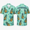 Personalized Cool Pineapple Hawaiian Shirt For Men And Women, Short Sleeve Mint Green Tropical Sunglasses Print, Custom Name Summer Button Down