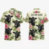 Personalized Cow Tropical Hawaiian Shirt For Men And Women, Short Sleeve Cute Farm Animal Island Vacation, Custom Name Summer Button Down - Style 1