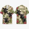 Personalized Cow Tropical Hawaiian Shirt For Men And Women, Short Sleeve Cute Farm Animal Island Vacation, Custom Name Summer Button Down - Style 3