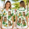 Personalized Cute Cat Tropical Hawaiian Shirt For Men And Women, Short Sleeve Funny Pet Lover Summer Print, Custom Name Button Down - View 2