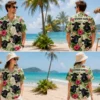 Personalized Cute Cow Floral Hawaiian Shirt For Men And Women, Short Sleeve Funny Farm Animal Island Vacation Print, Custom Name Summer Button Down - View 1