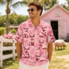 Personalized Cute Pig Pink Hawaiian Shirt For Men And Women, Short Sleeve Funny Farm Animal Summer Print, Custom Name Button Down - View 1