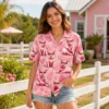 Personalized Cute Pig Pink Hawaiian Shirt For Men And Women, Short Sleeve Funny Farm Animal Summer Print, Custom Name Button Down - View 2