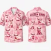 Personalized Cute Pig Pink Hawaiian Shirt For Men And Women, Short Sleeve Funny Farm Animal Summer Print, Custom Name Button Down