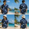 Personalized Dark Navy Cow Floral Hawaiian Shirt For Men And Women, Short Sleeve Funny Farm Animal Island Vacation Print, Custom Name Summer Button Down - View 1