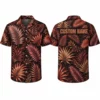 Personalized Dark Tropical Leaf Hawaiian Shirt For Men And Women, Short Sleeve Sunset Tone Vacation Print, Custom Name Summer Button Down