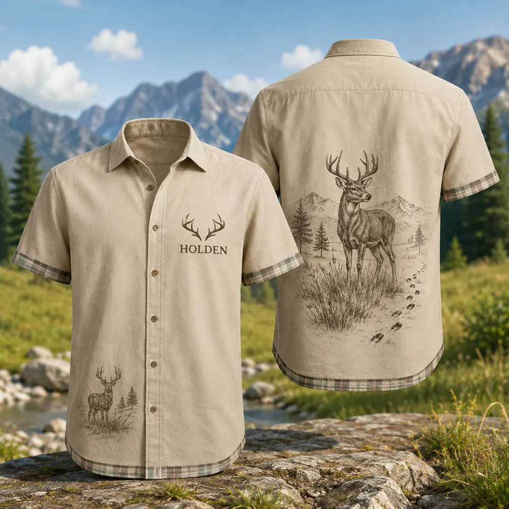 Personalized Deer Hunting Hawaiian Shirt For Men And Women, Short Sleeve Artistic Wildlife, Custom Name Summer Button Down - Style 1