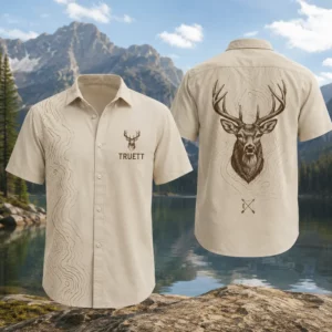 Personalized Deer Hunting Hawaiian Shirt For Men And Women, Short Sleeve Artistic Wildlife, Custom Name Summer Button Down - Style 2
