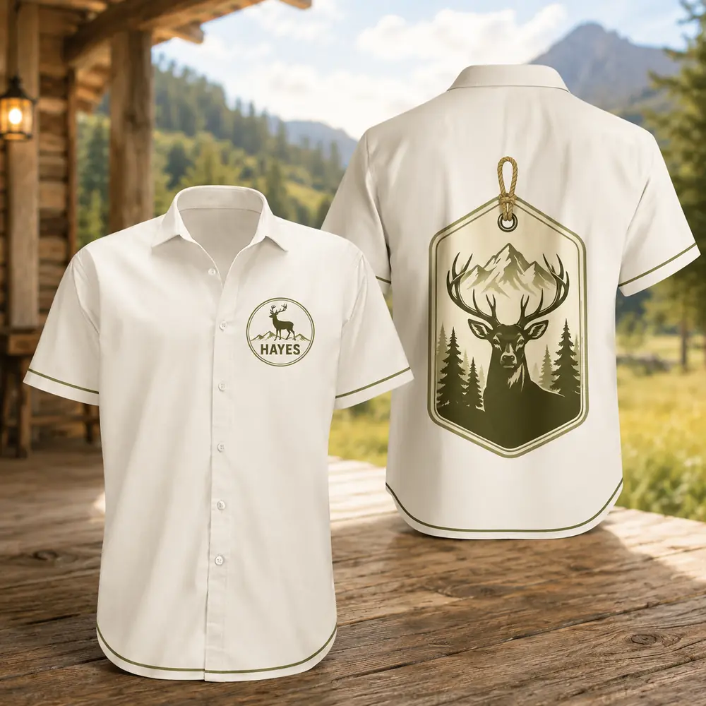 Personalized Deer Hunting Hawaiian Shirt For Men And Women, Short Sleeve Artistic Wildlife, Custom Name Summer Button Down - Style 5