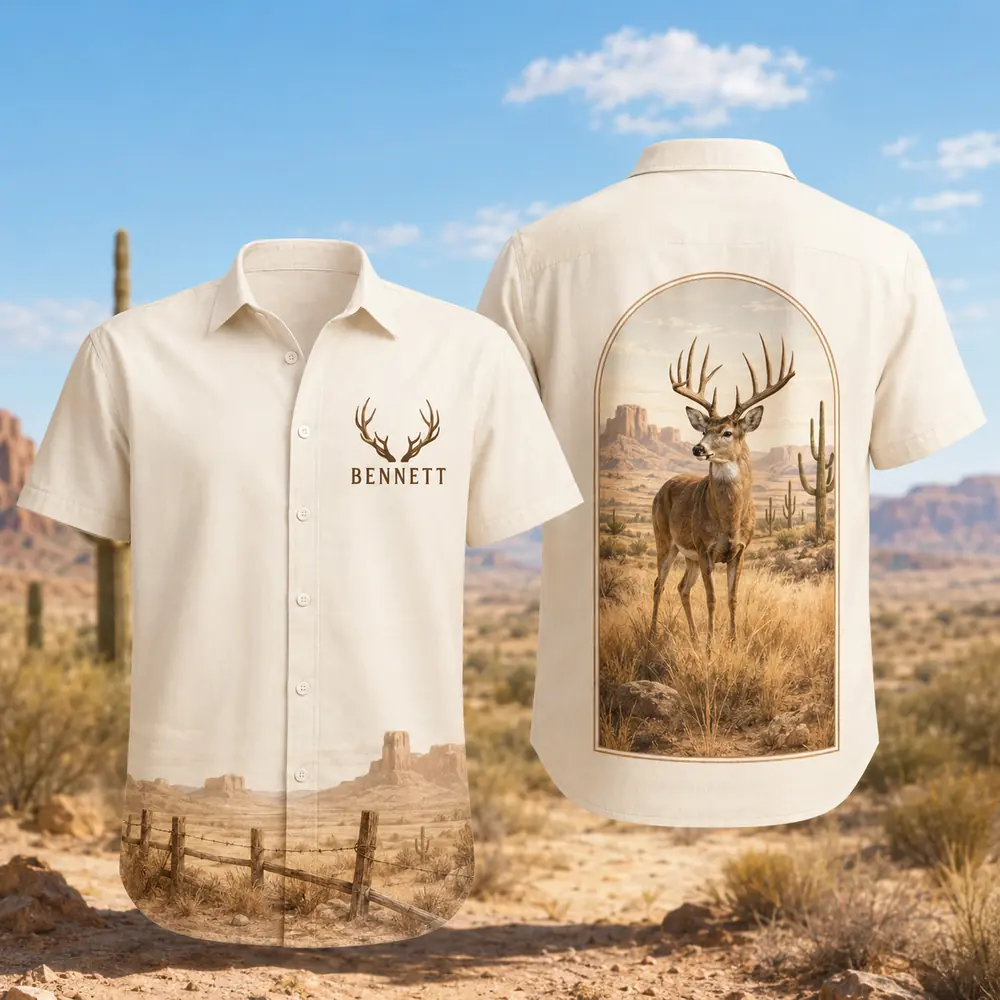 Personalized Deer Hunting Hawaiian Shirt For Men And Women, Short Sleeve Artistic Wildlife, Custom Name Summer Button Down - Style 6