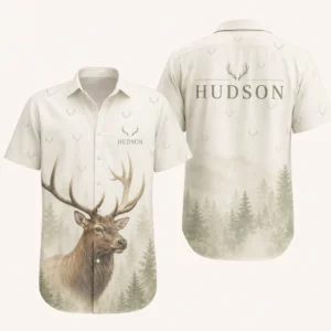Personalized Deer Hunting Hawaiian Shirt For Men And Women, Short Sleeve Mountain Wildlife Print, Custom Name Summer Button Down - Style 1