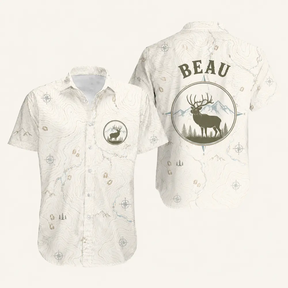 Personalized Deer Hunting Hawaiian Shirt For Men And Women, Short Sleeve Mountain Wildlife Print, Custom Name Summer Button Down - Style 3