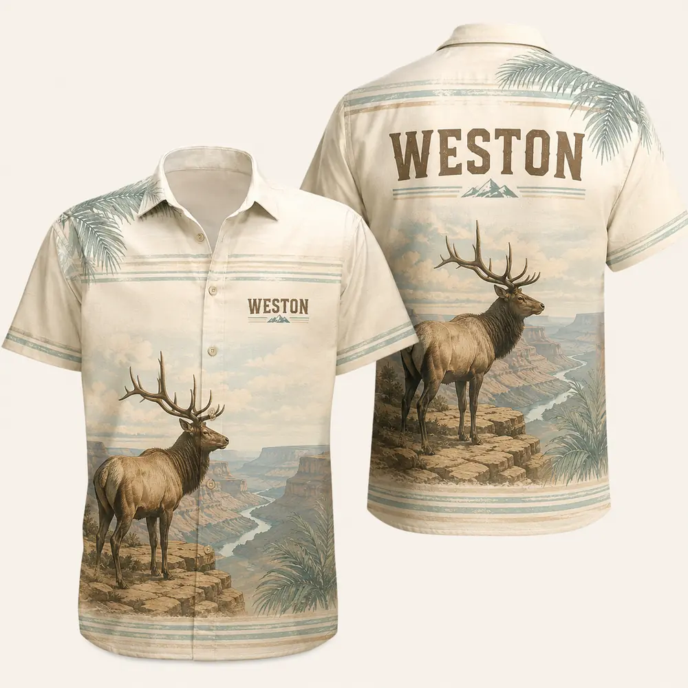 Personalized Deer Hunting Hawaiian Shirt For Men And Women, Short Sleeve Mountain Wildlife Print, Custom Name Summer Button Down - Style 6
