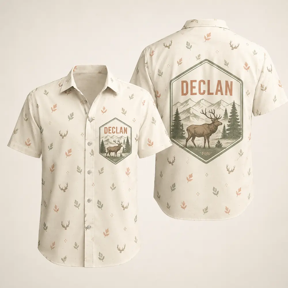 Personalized Deer Hunting Hawaiian Shirt For Men And Women, Short Sleeve Mountain Wildlife Print, Custom Name Summer Button Down - Style 8
