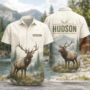 Personalized Deer Hunting Hawaiian Shirt For Men And Women, Short Sleeve Nature Landscape Print, Custom Name Summer Button Down - Style 1