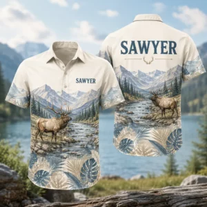 Personalized Deer Hunting Hawaiian Shirt For Men And Women, Short Sleeve Nature Landscape Print, Custom Name Summer Button Down - Style 2