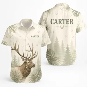 Personalized Deer Hunting Hawaiian Shirt For Men And Women, Short Sleeve Outdoor Adventure Print, Custom Name Summer Button Down - Style 1