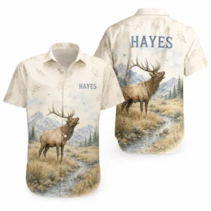 Personalized Deer Hunting Hawaiian Shirt For Men And Women, Short Sleeve Outdoor Adventure Print, Custom Name Summer Button Down - Style 2