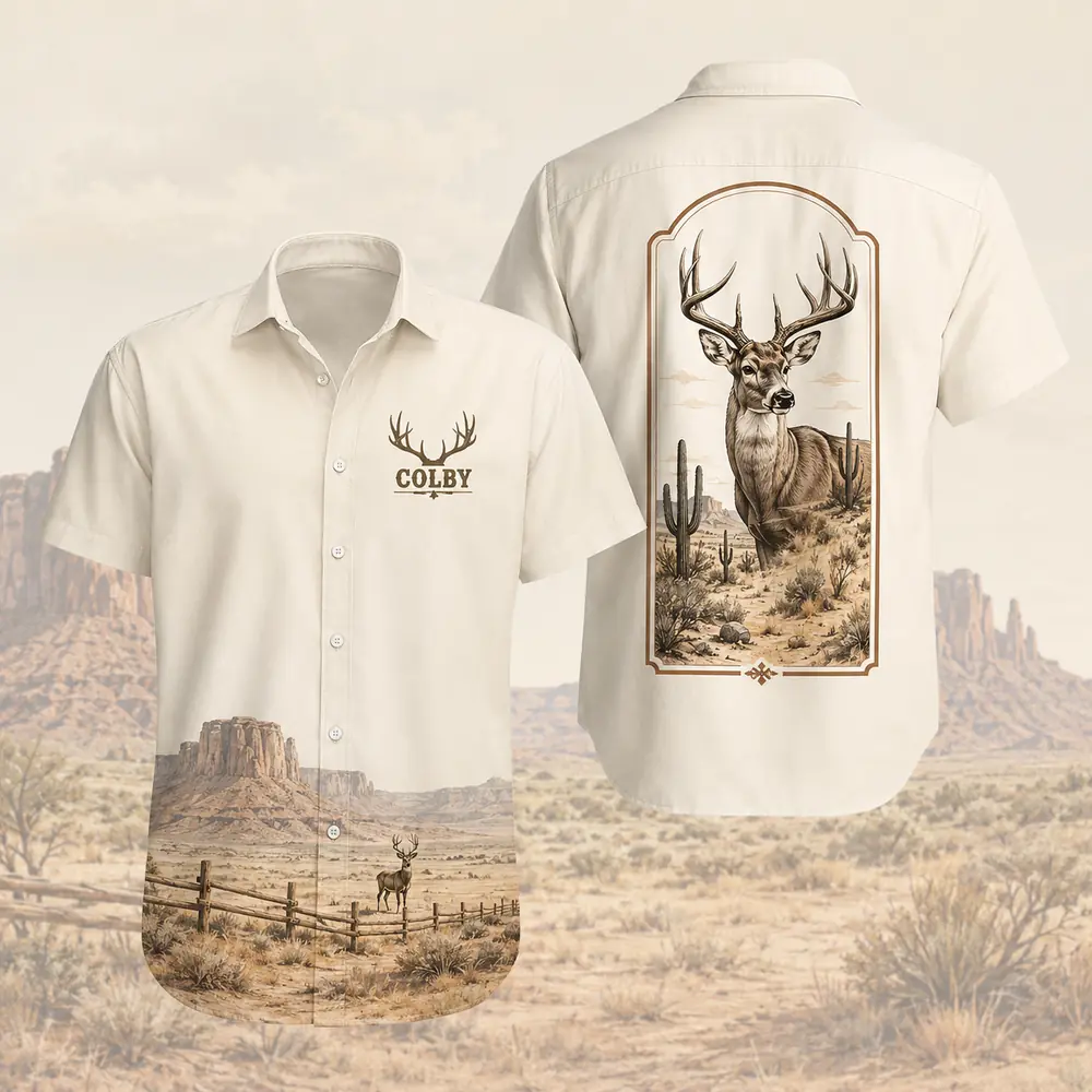 Personalized Deer Hunting Hawaiian Shirt For Men And Women, Short Sleeve Rustic Wilderness Print, Custom Name Summer Button Down - Style 11