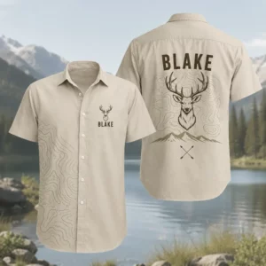Personalized Deer Hunting Hawaiian Shirt For Men And Women, Short Sleeve Rustic Wilderness Print, Custom Name Summer Button Down - Style 2
