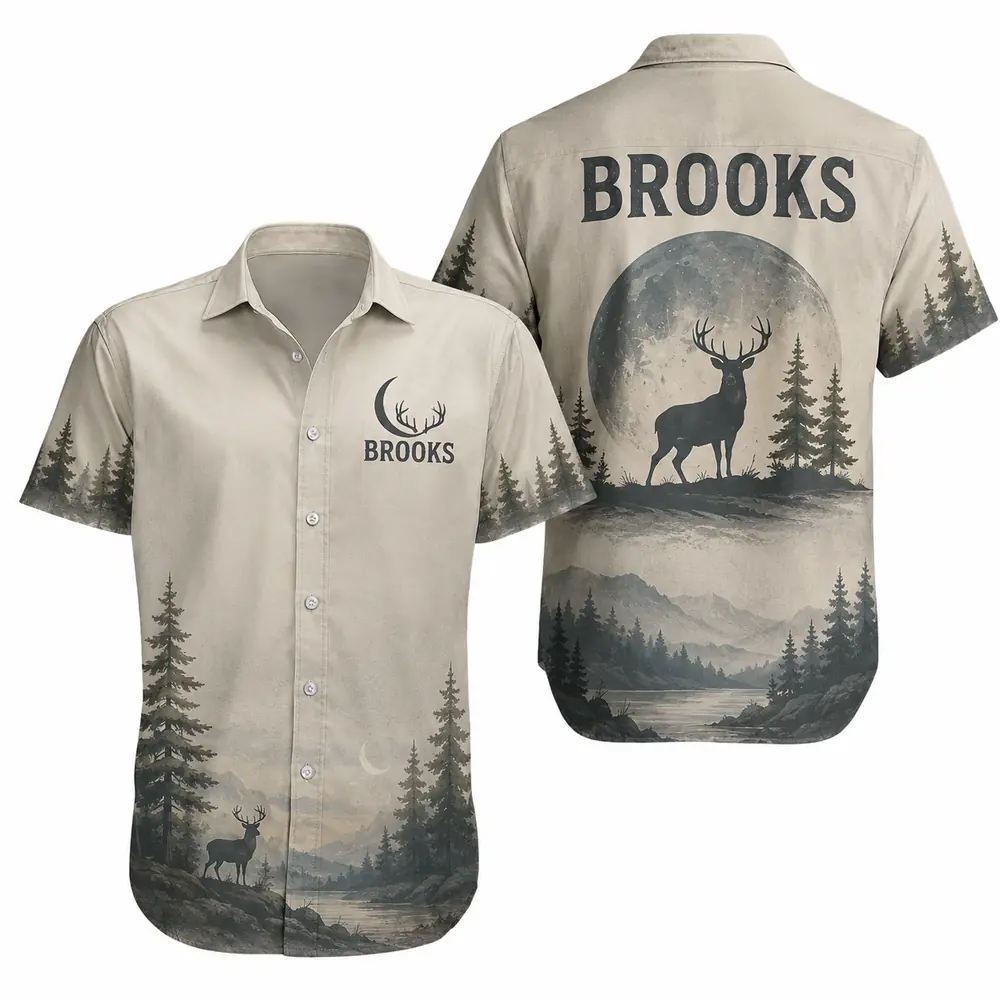 Personalized Deer Hunting Hawaiian Shirt For Men And Women, Short Sleeve Rustic Wilderness Print, Custom Name Summer Button Down - Style 8