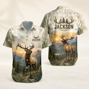 Personalized Deer Hunting Hawaiian Shirt For Men And Women, Short Sleeve Scenic Nature Print, Custom Name Summer Button Down - Style 1