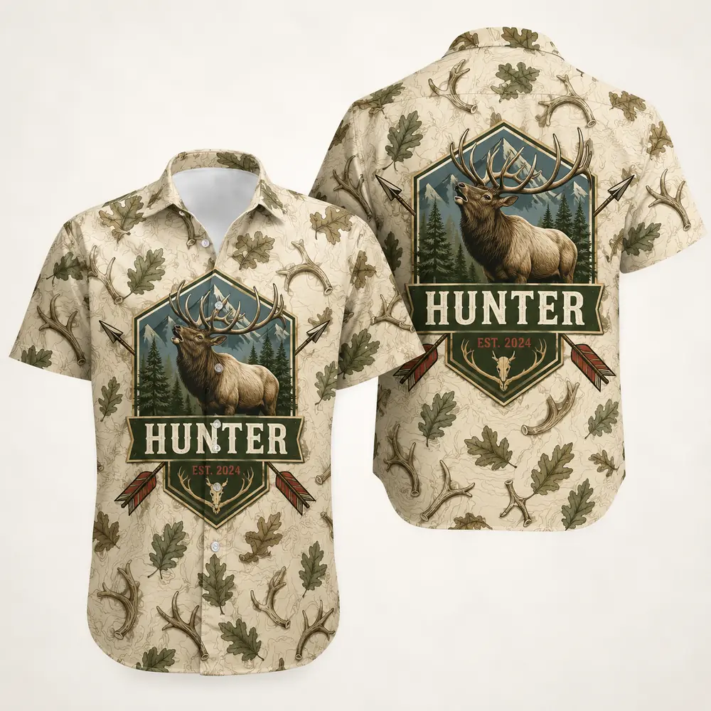 Personalized Deer Hunting Hawaiian Shirt For Men And Women, Short Sleeve Scenic Nature Print, Custom Name Summer Button Down - Style 10