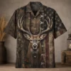 Personalized Deer Hunting Hawaiian Shirt For Men, Short Sleeve American Flag Wildlife Print, Custom Name Summer Button Down - Style 4