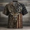 Personalized Deer Hunting Hawaiian Shirt For Men, Short Sleeve American Flag Wildlife Print, Custom Name Summer Button Down - Style 7