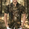 Personalized Deer Hunting Hawaiian Shirt For Men, Short Sleeve Dark Forest Camo Print, Custom Name Summer Button Down - Style 2