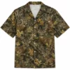 Personalized Deer Hunting Hawaiian Shirt For Men, Short Sleeve Leaf Camo Forest Print, Custom Name Summer Button Down - Style 10