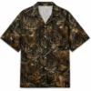 Personalized Deer Hunting Hawaiian Shirt For Men, Short Sleeve Leaf Camo Forest Print, Custom Name Summer Button Down - Style 2