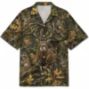 Personalized Deer Hunting Hawaiian Shirt For Men, Short Sleeve Leaf Camo Forest Print, Custom Name Summer Button Down - Style 4