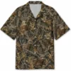 Personalized Deer Hunting Hawaiian Shirt For Men, Short Sleeve Leaf Camo Forest Print, Custom Name Summer Button Down - Style 7