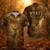 Personalized Deer Hunting Hawaiian Shirt, Unisex Short Sleeve Nature Wildlife Print, Custom Name Summer Button Down - Style 4