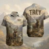 Personalized Deer Hunting Hawaiian Shirt, Unisex Short Sleeve Nature Wildlife Print, Custom Name Summer Button Down - Style 7