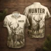 Personalized Deer Hunting Hawaiian Shirt, Unisex Short Sleeve Nature Wildlife Print, Custom Name Summer Button Down - Style 8