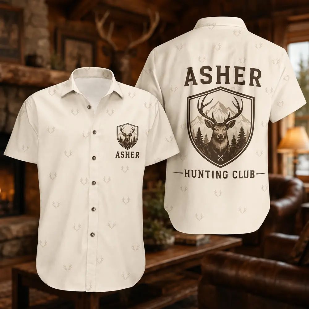 Personalized Deer Hunting Hawaiian Shirt, Unisex Short Sleeve Outdoorsman Graphic, Custom Name Summer Button Down - Style 10