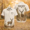 Personalized Deer Hunting Hawaiian Shirt, Unisex Short Sleeve Outdoorsman Graphic, Custom Name Summer Button Down - Style 8