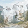 Personalized Deer Hunting Hawaiian Shirt, Unisex Short Sleeve Outdoorsman Graphic, Custom Name Summer Button Down - Style 9